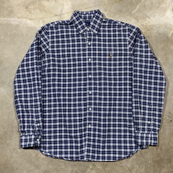 Ralph Lauren Classic Fit Blue Green Plaid Button Down Shirt Men’s Large - Picture 1 of 8